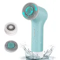 Produktbild: MYCARBON Elektrische Gesichtsreinigungsbürste IPX7 Wasserdicht Gesichtsbürste Wiederaufladbar 2500mAh USB-Akku Reinigungsbürste mit 2×360° Bürstenkopf für Hauttyps Exfoliation, Tiefenreinigung Blau