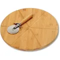 Produktbild: KESPER Pizza-Teller mit Pizza-Schneider, Bambus FSC®, ø 32 cm, mit Einkerbungen für gleichmäßigen Schnitt, 58462