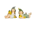 Produktbild: formano Gartenfigur Sommerkinder liegend mit Zitronen in der Hand 22cm 2er Set