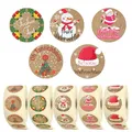 Produktbild: colortouch Aufkleber Weihnachten - 2500 St Kraftpapier Optik Weihnachtsaufkleber - Fröhliche Weihnachten Sticker - 35 mm Rund Rolle Frohe Weihnachtssticker für Geschenktüten, Papiertüten, Dekoration