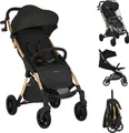 Produktbild: Kikkaboo Kinderwagen Buggy Cloe bis 22 kg Aluminiumrahmen faltbar Getränkehalter schwarz gold