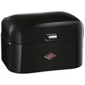 Produktbild: Wesco Single Grandy Brotkasten in der Farbe schwarz, pulverbeschichtetes Stahlblech, Lüftungslöcher und stabiler Handgriff, 22 x 26,8 x 17,5 cm