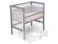 Produktbild: FabiMax Beistellbett Boxspring Fix Grau / Natur, mit 12cm Rausroll-Schutzgitter, Matratze und Netz-Nestchen