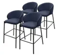 Produktbild: ML-DESIGN Barhocker Gepolsterter Barstuhl mit Metallgestell Rückenlehne und Fußstütze (4 St), Bistrohocker 4er Set Dunkelblau Stoffbezug Tresenhocker Küchenhocker