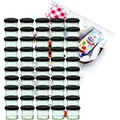 Produktbild: 50er Set Sturzglas 125 ml Marmeladenglas Einweckglas To 66 schwarzer Deckel incl. Rezeptheft