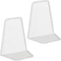 Produktbild: Buchstütze, 2er-Set, modernes Mesh-Design, Bücher und Ordner, Buchhalter HxBxT: 14 x 12 x 9 cm, Metall, weiß - Relaxdays