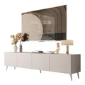 Produktbild: Lookway COLGANTE Moderner TV-Schrank 200 cm in Kaschmir Matt auf Schrägen Onyx-Beinen mit Push-to-Open-System (Beine: Silber Chrom)