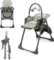 Produktbild: Kinderkraft TUMMIE 2-in-1 Fütterungsstuhl - klappbar - Höhenverstellbar - Liegefunktion - 7-stufige Höhenanpassung - Doppeltablett - ab Geburt - Grau