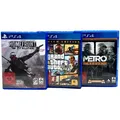 Produktbild: PS4 Spiele-Bundle: GTA V Premium, Metro Redux & Homefront – neue Wechselhüllen