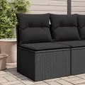 Produktbild: vidaXL Gartensofa ohne Armlehnen mit Kissen Schwarz Poly Rattan