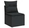 Produktbild: vidaXL Loungesofa Gartensofa ohne Armlehnen mit Kissen Schwarz Poly Rattan, 1 Teile