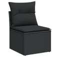Produktbild: vidaXL Loungesofa Gartensofa ohne Armlehnen mit Kissen Schwarz Poly Rattan, 1 Teile