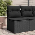 Produktbild: Gartensofa ohne Armlehnen mit Kissen Schwarz Poly Rattan