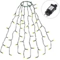 Produktbild: 0,6m Christbaumbeleuchtung mit Ring und 8 Girlanden, 48er LED Überwurf Lichterkette Weihnachtsbaum Wasserdicht Weihnachtsbeleuchtung für 60cm, 90cm,