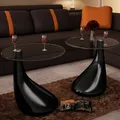 Produktbild: Couchtische 2 Stk. mit Runder Glasplatte Hochglanz Schwarz