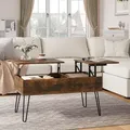 Produktbild: WOLTU Couchtisch mit Hebefunktion, Wohnzimmertisch mit Innenlagerung, Ausziehbare und Hebbare Tischplatte, Sofatisch mit Metallbeinen, Rustikal Braun, BTS14vbn