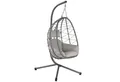 Produktbild: HinHocker Hängesessel Hängesessel mit Gestell, Grau, Hängeschaukel für Indoor und Outdoor (Hängesessel bestehend aus Korb und Gestell, Sitzpolster, Kissen), faltbar