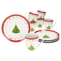 Produktbild: MamboCat Weihnachtstraum 12tlg Frühstücksset I Je 6x kleine Frühstücksteller & Kaffeebecher 340ml für 6 Personen mit Weihnachtsdekor I Porzellan-Geschirr für Weihnachten, Advent & Nikolaus