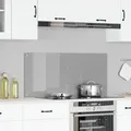 Produktbild: vidaXL Küchenrückwand Hellgrau 110 x 50 x 0,6 cm Gehärtetes Glas, Moderner Küchenspiegel, hitzebeständige Glasscheibe, stylisches Upgrade, minimalistisches Schutzpaneel
