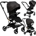 Produktbild: MoMi ADELLE Buggy Kinderwagen - 360° Drehsitz, Leicht 7.5kg - Schwarz