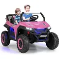 Produktbild: GOPLUS 12V Kinder Elektroauto, 2-Sitzer Kinderfahrzeug mit 2,4 GHz Fernbedienung, Scheinwerfer, Musik, Coolen Lichteffekten & Aufbewahrungstasche, ...