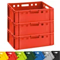 Produktbild: BURI 3x Fleischkiste E2 Fleischerkiste Rot 60x40x20cm Metzgerkiste Lagerkisten Stapelkisten | Eurobox Made in Germany lebensmittelecht, robust, stapelbar