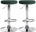 Produktbild: CLP 2er Set Barhocker Ponte Samt höhenverstellbar und drehbar,grün Metall in Chromoptik