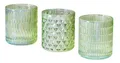 Produktbild: levandeo 3er Set Teelichthalter Grün Glas Windlicht Tischdeko Kerzenhalter Schimmereffekt Kerzen Deko Wohndeko Kerzenglas