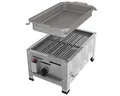 Produktbild: ChattenGlut Professional Gastrobräter 1-flammig - freistehendes Tischgerät aus Edelstahl mit Stahlbrenner - 4,5 kW Gasbräter regelbar für Flüssiggas, mit Rost und Pfanne, 340x530x270 mm,