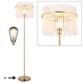 Produktbild: Stehlampe Retro Stehleuchte gold klare Glasstäbe Wohnzimmerlampe Vintage Schlafzimmerleuchte, Metall, 1x LED 7W 720Lm warmweiß, DxH 38 x 152 cm