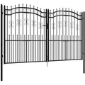 Produktbild: vidaXL Zauntor mit Speerspitze Schwarz 305 x 175 cm Pulverbeschichteter Stahl