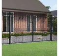 Produktbild: vidaXL Zauneinzeltür, Zauntor mit Speerspitzen Schwarz 305x223 cm Stahl