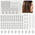 Produktbild: 100 Stück Dreadlocks Schmuck Wikinger Haarschmuck Silber Metall Haarringe für...