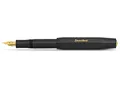 Produktbild: Kaweco CLASSIC SPORT Füllhalter Black mit vergoldeter Edelstahlfeder und Iridiumspitze für Tintenpatronen I Füllfederhalter 13 cm I Füller in Schwarz I Federbreite: EF (Extra Fein)