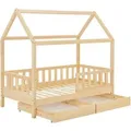 Produktbild: Juskys Kinderbett Marli 80 x 160 cm mit Bettkasten Natur