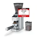 Produktbild: CASO BaristaChef Inox - elektrische Kaffeemühle, Testurteil: Sehr Gut, Edelstahl-Kegelmahlwerk, mit Siebträgerhalterung, 48 präzise Mahlgradstufen