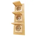Produktbild: Unterputz STECKDOSE KOMBI  3er 3-fach Schutzkontakt mid Deckel Achorn Holz