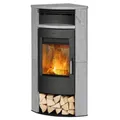 Produktbild: Fireplace Kft. Malta Fireplace Kaminofen mit Specksteinverkleidung 6 kW, Silber, Holz, Heizgerät, Kaminofen