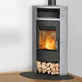 Produktbild: Fireplace Malta Eckkamin Ofen Stahl Schwarz Speckstein Naturstein 6 kW Holzfach