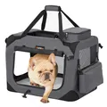 Produktbild: Feandrea Hundebox faltbar, Transportbox Hund, M, Hundetasche, Oxford-Gewebe, Netzstoff, atmungsaktiv tragbar transportabel, Metallrahmen, mit Griffen, Taschen, 60 x 42 x 42 cm, grau PDC60GY