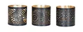 Produktbild: levandeo 3er Set Windlicht 10x10cm Metall Schwarz Gold Teelichthalter Kerzen Deko Industrial Kerzenhalter