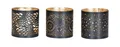 Produktbild: Levandeo® Teelichthalter, 3er Set Windlicht 10x10cm Metall Schwarz Gold Teelichthalter Kerzen