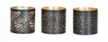 Produktbild: 3er Set Windlicht 10x10cm Metall Schwarz Gold Teelichthalter Kerzen Deko