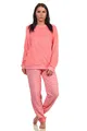 Produktbild: NORMANN-Wäschefabrik Damen Frottee Pyjama mit Bündchen in Herz-Tupfen Streifenoptik - auch in Übergrössen, Farbe:Tupfen Lachs, Größe:40-42