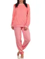 Produktbild: Normann Pyjama Damen Frottee Pyjama mit Bündchen in Herz-Tupfen Streifenoptik