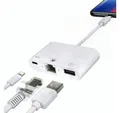 Produktbild: ENGELMANN EnM0526, Lightning auf Ethernet, USB-A und Lightning Netzwerk-Adapter Lightning zu Ethernet, USB, Lightning, 3in1