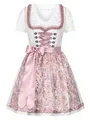 Produktbild: Steigenhöfer Manufaktur Dirndl Damen im Set - Oktoberfest Outfit - Enthält Kleid Bluse und Schürze - Midi Dirndl - 60cm Rocklänge - Glänzende Miederhaken und Perlen - Vicky - Grau/Rosa - 38