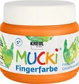 Produktbild: KREUL 23103 - Mucki leuchtkräftige Fingerfarbe, 150 ml in orange, auf Wasserbasis, parabenfrei, glutenfrei, laktosefrei und vegan, auswaschbar, vermalbar mit Pinsel, Schwamm, Spachtel und Fingern