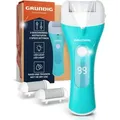 Produktbild: Grundig Hornhautentferner elektrisch Pro - schnell Hornhaut entfernen ohne Bücken - Premium Akku Hornhaut Entferner nass + trocken mit Arbeitslich...
