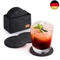 Produktbild: Glowbal Filz Untersetzer rund für Gläser 12er Set, Design Glasuntersetzer in d